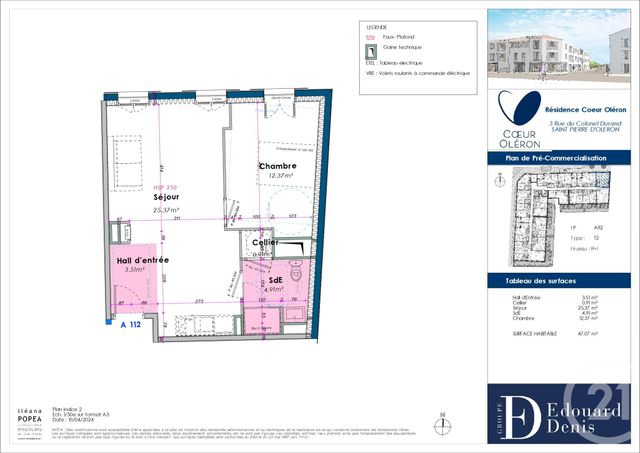 Appartement F2 à vendre - 2 pièces - 47.07 m2 - ST PIERRE D OLERON - 17 - POITOU-CHARENTES - Century 21 Agence Des Pertuis